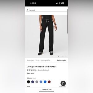 FIGS LIVINGSTON BASIC SCRUB PANTS BLACK